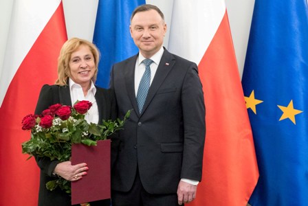 Prezydent RP Andrzej Duda z prof. dr hab. Barbarą Biesiadą-Drzazga